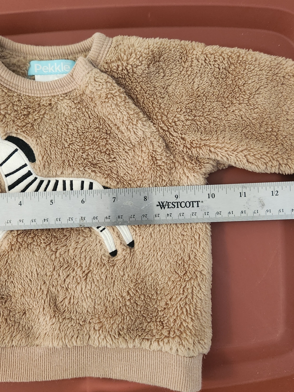 Pekkle Cozy Zebra Appliqué Fleece Sweatshirt - Tan. 6M - Picture 4 of 9